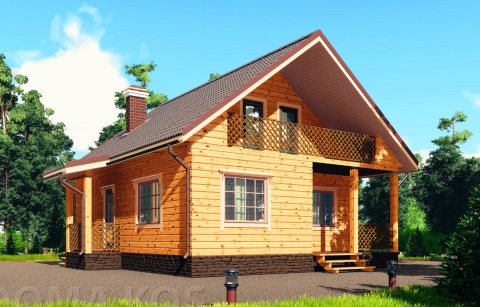 Проект коттеджа и дома из бруса 8 на 10 м., с ценами, с фото, 3D проект, планировки